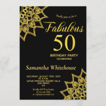 Svartvit guld Glitter 50 födelsedag