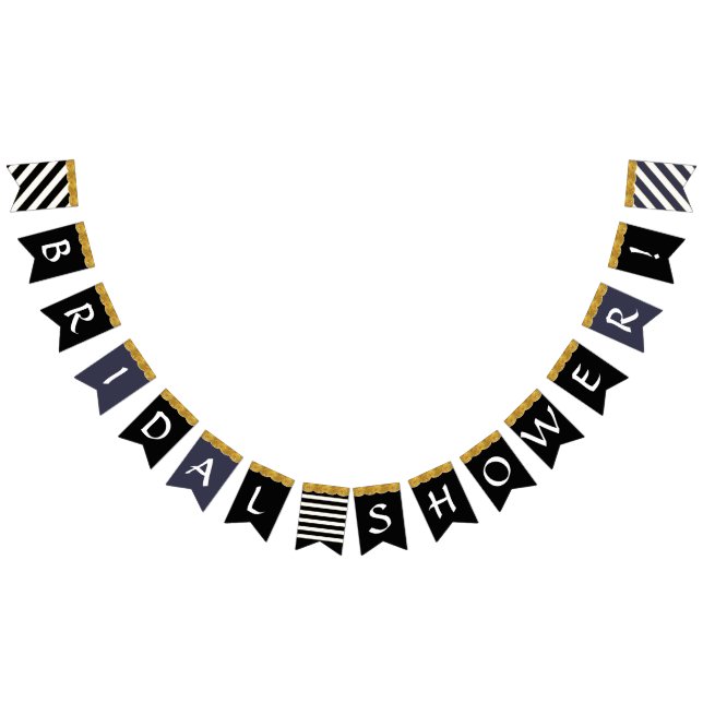 Svartvit Guld Glitter Möhippa Party-dekretet Vimplar (Alla)