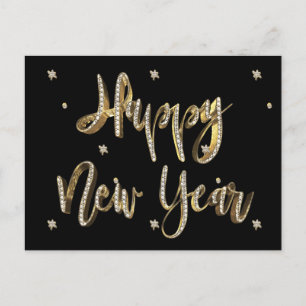 Svartvit Guld Gott nytt år Helg Vykort