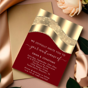 Svartvit Guld-Gräns, vågans QR-kod Bröllop