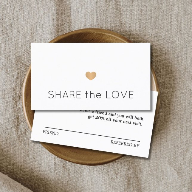 Svartvit Guld Heart med enkel Elegant Rabattkort (Skapare uppladdad)