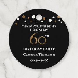 Svartvit Guld-konfekti 60:e födelsedagsfesten Gåvor Etiketter