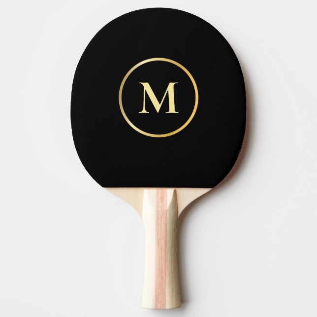 Svartvit Guld-mall för monogrammad Elegant, Trendi Pingisracket (Framsidan)