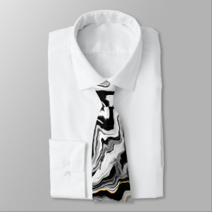 Svartvit, guld marble Neck Tie Slips