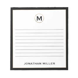 Svartvit Guld Monogram Linden Anteckningsblock