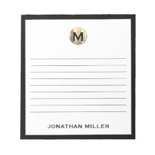 Svartvit Guld Monogram Linden Anteckningsblock
