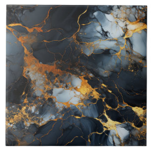 Svartvit, Guld och vit Isig Marble Kakelplatta