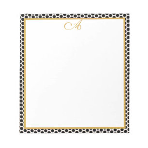 Svartvit Guld polka punkt Monogram Namn Anteckning Anteckningsblock