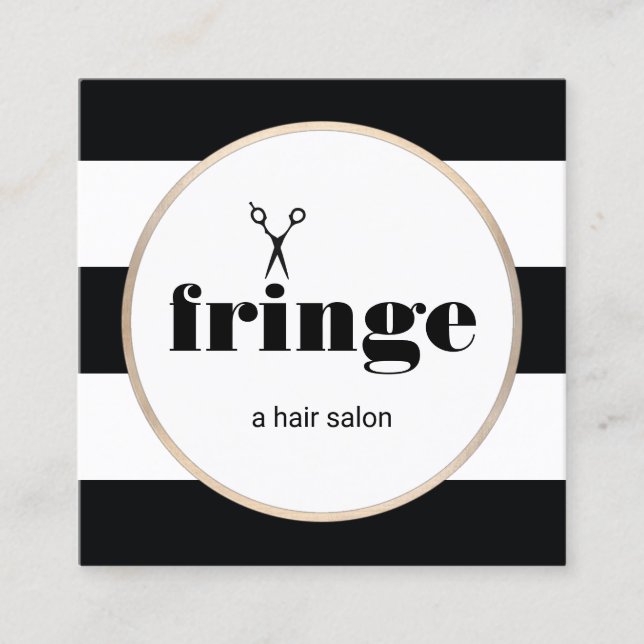 Svartvit Guld-sax med Hairstylist Fyrkantigt Visitkort (Framsida)