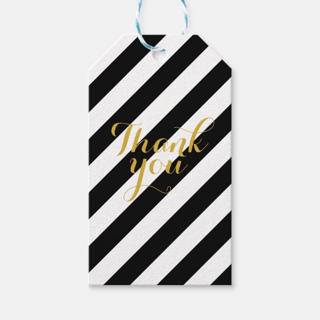 Svartvit guld tack för märkre presentetikett (Framsidan)