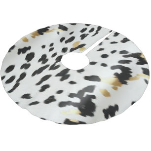 Svartvit Guld Western Cowhide Julgransmatta Borstad Polyester