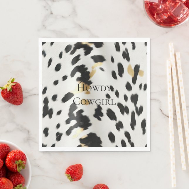 Svartvit Guld Western Cowhide Pappersservett (Insitu)