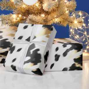 Svartvit Guld Western Cowhide Presentpapper