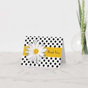 Svartvit Gult Daisy Polka dots tackkort