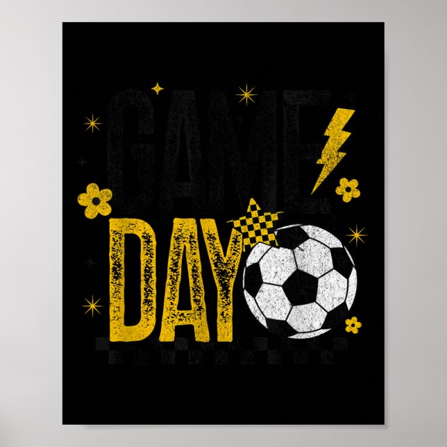 Svartvit - Gult - gå till Retro Soccason Season &a Poster (Framsidan)