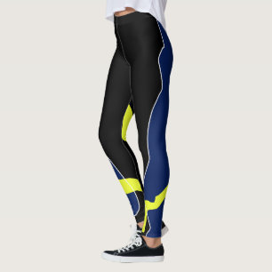 Svartvit Gult med minimal abstrakt Art-minimalism, Leggings