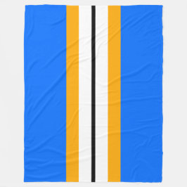 Svartvit Gult Tävla Rand på ljusblå Fleecefilt