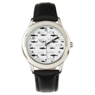 Svartvit hajklocka armbandsur