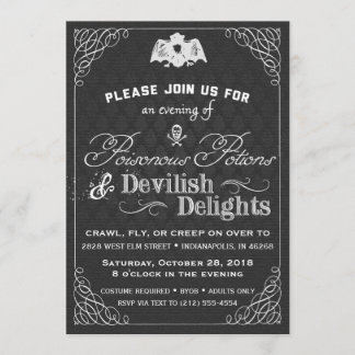 Svartvit Halloween Classy Finare Damask Inbjudningar