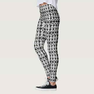 Svartvit Halloween designdamasker Leggings