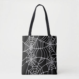 Svartvit Halloween spindelnät Goth Tygkasse
