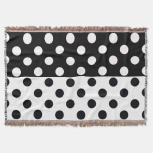Svartvit halv Färg, uppdelad inverterad Polka dots Filt