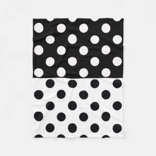 Svartvit halv Färg, uppdelad inverterad Polka dots Fleecefilt