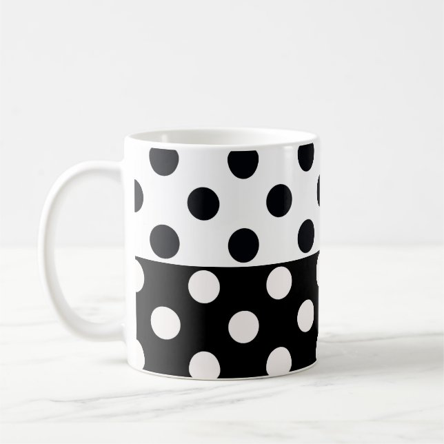 Svartvit halv Färg, uppdelad inverterad Polka dots Kaffemugg (Vänster)