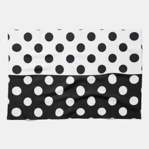 Svartvit halv Färg, uppdelad inverterad Polka dots Kökshandduk
