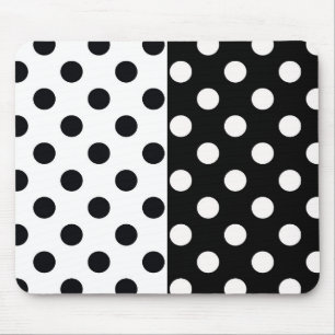 Svartvit halv Färg, uppdelad inverterad Polka dots Musmatta