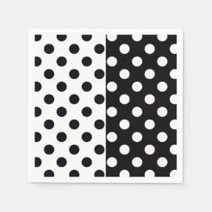 Svartvit halv Färg, uppdelad inverterad Polka dots Pappersservett