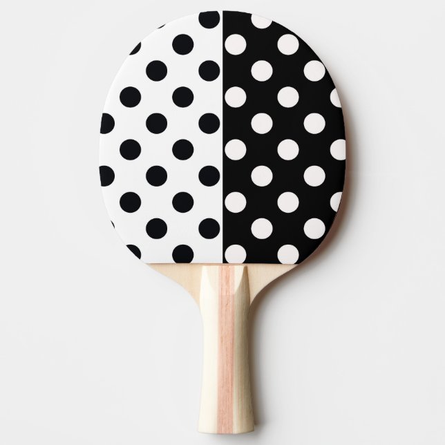 Svartvit halv Färg, uppdelad inverterad Polka dots Pingisracket (Framsidan)