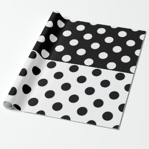 Svartvit halv Färg, uppdelad inverterad Polka dots Presentpapper