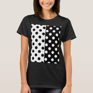 Svartvit halv Färg, uppdelad inverterad Polka dots T Shirt