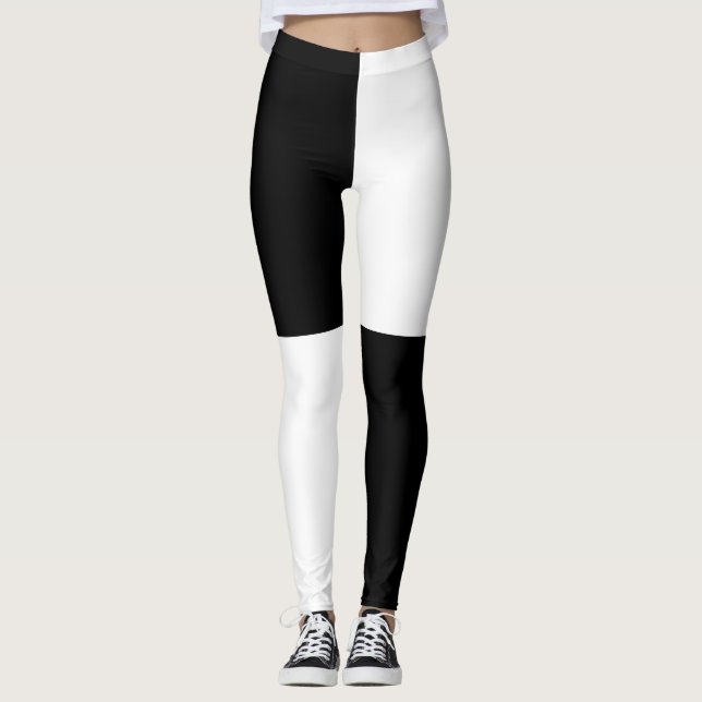 Svartvit halv och halv leggings (Framsida)