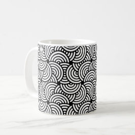 Svartvit halvcirkel Spiral Arcs Curve Mönster Kaffemugg