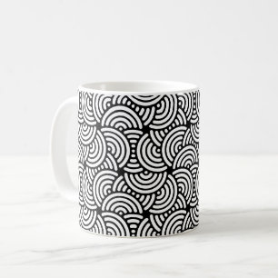 Svartvit halvcirkel Spiral Arcs Curve Mönster Kaffemugg