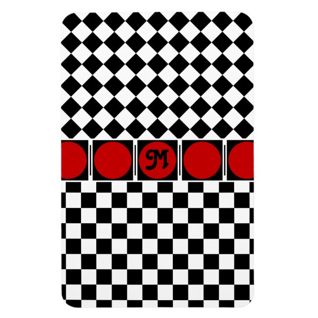 Svartvit halvdiameter, Checkers Magnet (Vertikal)
