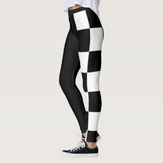 Svartvit halverings- och halvkontrollant leggings