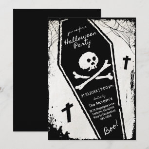 Svartvit Hand plockade-kaffe Halloween fest Inbjudningar
