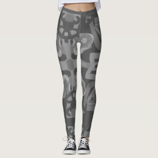 Svartvit hand plockade mönster leggings