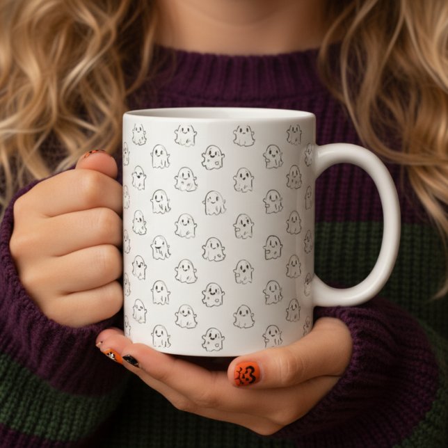 Svartvit Hand plockade, ruttflygande Spöken Kaffemugg (Skapare uppladdad)