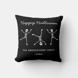 Svartvit Hand plockade Skeleton Happy halloween Kudde
