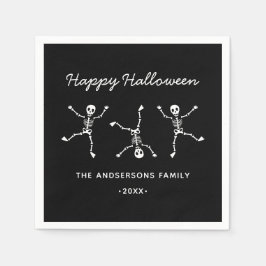 Svartvit Hand plockade Skeleton Happy halloween Pappersservett