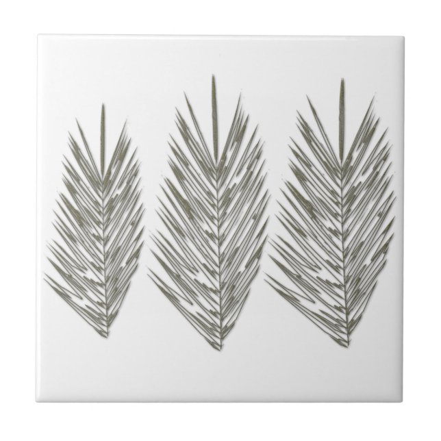 Svartvit Handflatan Löv Teckning Kakelplatta (Framsidan)