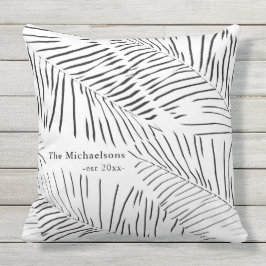 Svartvit Handflatan med Namn och år för familjen Kudde