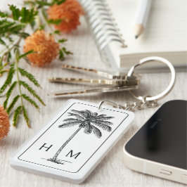 Svartvit Handflatan Palmetto Träd Monogram