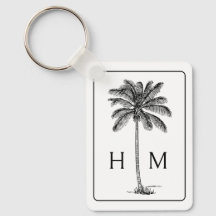 Svartvit Handflatan Palmetto Träd Monogram