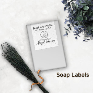 Svartvit, handgjord, homemade Soap   Presentetiket Rektangulärt Klistermärke