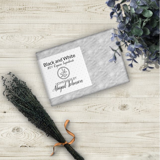Svartvit, handgjord, homemade Soap | Skruvetikett Mat Etiketter (Skapare uppladdad)